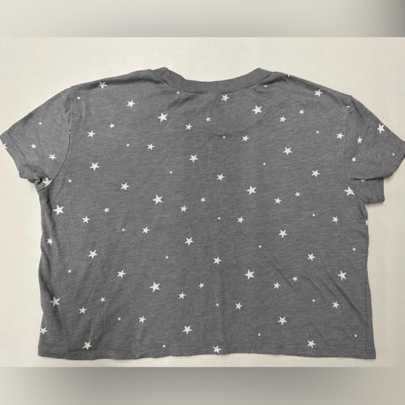 Gray Crop Top Tee with Tiny White Stars - Picture 1 of 4